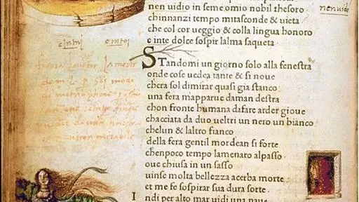  Manuscript page with the beginning of Petrarch's Canzone 323